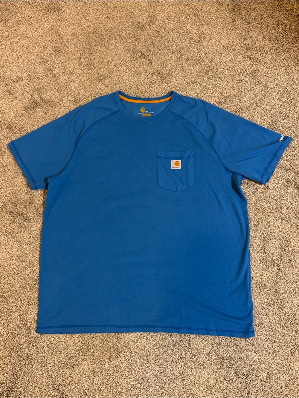 Carhartt Men's Royal Blue Short Sleeve Pocket Tee with Logo Patch